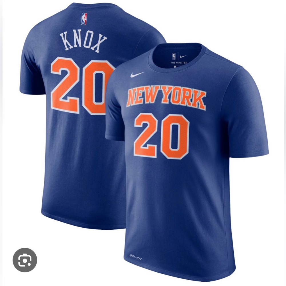 Kid’s New York Knicks Kevin Knox Nike Blue Performance T-Shirt Size L (14/16)